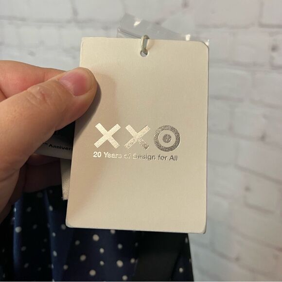 Jason Wu Collared Button Down Pleated Dress. Navy With White Polka Dots Size Med - Picture 11 of 11